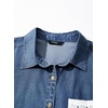image:imageSidefeel Womens Denim Shirt Button Down Long Sleeve Jean Shirt Shackt with Lace Pocket Denim TopBluing