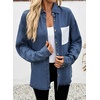 image:imageSidefeel Womens Denim Shirt Button Down Long Sleeve Jean Shirt Shackt with Lace Pocket Denim TopBluing