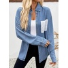 image:imageSidefeel Womens Denim Shirt Button Down Long Sleeve Jean Shirt Shackt with Lace Pocket Denim TopLight Blue