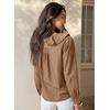 image:imageSidefeel Womens Denim Shirt Ruffled Edge V Neck Casual Long Sleeve 2026 Fall Jean Blouses TopsBrown