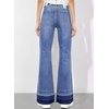 image:imageSidefeel Womens Flare Jeans High Waisted Bell Bottom Stretchy Patch Hem Denim Pants with PocketsDark Blue