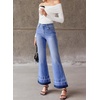 image:imageSidefeel Womens Flare Jeans High Waisted Bell Bottom Stretchy Patch Hem Denim Pants with PocketsDark Blue