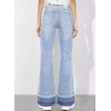 image:imageSidefeel Womens Flare Jeans High Waisted Bell Bottom Stretchy Patch Hem Denim Pants with PocketsIceland Blue