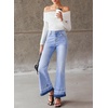 image:imageSidefeel Womens Flare Jeans High Waisted Bell Bottom Stretchy Patch Hem Denim Pants with PocketsIceland Blue