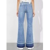 image:imageSidefeel Womens Flare Jeans High Waisted Bell Bottom Stretchy Patch Hem Denim Pants with PocketsLight Blue