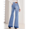 image:imageSidefeel Womens Flare Jeans High Waisted Bell Bottom Stretchy Patch Hem Denim Pants with PocketsLight Blue