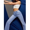 image:imageSidefeel Womens Flare Jeans High Waisted Bell Bottom Stretchy Patch Hem Denim Pants with PocketsLight Blue