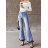image:imageSidefeel Womens Flare Jeans High Waisted Bell Bottom Stretchy Patch Hem Denim Pants with PocketsLight Blue