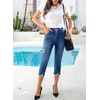 image:imageSidefeel Womens High Waist Jeans Stretchy Skinny Button Down Distressed Cropped Denim Pants with PocketsBluing