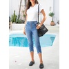 image:imageSidefeel Womens High Waist Jeans Stretchy Skinny Button Down Distressed Cropped Denim Pants with PocketsLight Blue