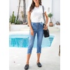 image:imageSidefeel Womens High Waist Jeans Stretchy Skinny Button Down Distressed Cropped Denim Pants with PocketsLight Blue