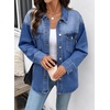 image:imageSidefeel Womens Jean Jacket Casual Long Sleeve Button Down Oversized Denim Jacket Trendy Fall OutfitsBlue