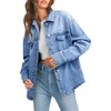 image:imageSidefeel Womens Jean Jacket Casual Long Sleeve Button Down Oversized Denim Jacket Trendy Fall OutfitsLight Blue