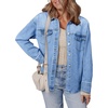 image:imageSidefeel Womens Jean Jacket Casual Long Sleeve Button Down Oversized Denim Jacket Trendy Fall OutfitsLight Blue