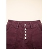 image:imageSidefeel Womens Jean Shorts High Waisted Stretchy Buttoned Folded Hem Zimbaplatinum Denim ShortsBurgundy