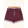 image:imageSidefeel Womens Jean Shorts High Waisted Stretchy Buttoned Folded Hem Zimbaplatinum Denim ShortsBurgundy