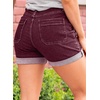 image:imageSidefeel Womens Jean Shorts High Waisted Stretchy Buttoned Folded Hem Zimbaplatinum Denim ShortsBurgundy