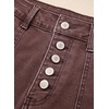 image:imageSidefeel Womens Jean Shorts High Waisted Stretchy Buttoned Folded Hem Zimbaplatinum Denim ShortsCoffee