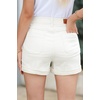 image:imageSidefeel Womens Jean Shorts High Waisted Stretchy Buttoned Folded Hem Zimbaplatinum Denim ShortsCream White