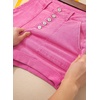 image:imageSidefeel Womens Jean Shorts High Waisted Stretchy Buttoned Folded Hem Zimbaplatinum Denim ShortsHot Pink