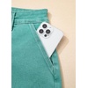 image:imageSidefeel Womens Jean Shorts High Waisted Stretchy Buttoned Folded Hem Zimbaplatinum Denim ShortsLake Green
