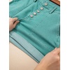 image:imageSidefeel Womens Jean Shorts High Waisted Stretchy Buttoned Folded Hem Zimbaplatinum Denim ShortsLake Green