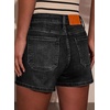 image:imageSidefeel Womens Jean Shorts High Waisted Stretchy Casual Drawstring Denim Shorts with PocketsBlack