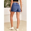 image:imageSidefeel Womens Jean Shorts High Waisted Stretchy Casual Drawstring Denim Shorts with PocketsBlue