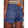 image:imageSidefeel Womens Jean Shorts High Waisted Stretchy Casual Drawstring Denim Shorts with PocketsBlue