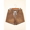 image:imageSidefeel Womens Jean Shorts High Waisted Stretchy Casual Drawstring Denim Shorts with PocketsBrown