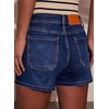 image:imageSidefeel Womens Jean Shorts High Waisted Stretchy Casual Drawstring Denim Shorts with PocketsDeep Blue