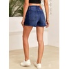 image:imageSidefeel Womens Jean Shorts High Waisted Stretchy Casual Drawstring Denim Shorts with PocketsDeep Blue