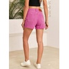 image:imageSidefeel Womens Jean Shorts High Waisted Stretchy Casual Drawstring Denim Shorts with PocketsHot Pink