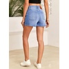 image:imageSidefeel Womens Jean Shorts High Waisted Stretchy Casual Drawstring Denim Shorts with PocketsSky Blue