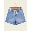 image:imageSidefeel Womens Jean Shorts High Waisted Stretchy Casual Drawstring Denim Shorts with PocketsSky Blue