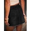 image:imageSidefeel Womens Jean Skirt High Waisted Raw Hem Stretchy Asymmetrical Side Tie Wrap Denim Mini SkortBlack