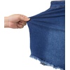 image:imageSidefeel Womens Jean Skirt High Waisted Raw Hem Stretchy Asymmetrical Side Tie Wrap Denim Mini SkortDark Blue