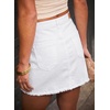 image:imageSidefeel Womens Jean Skirt High Waisted Raw Hem Stretchy Asymmetrical Side Tie Wrap Denim Mini SkortWhite