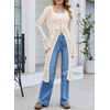 image:imageSidefeel Womens Long Cardigans Crochet Duster Button Up Bell Long Sleeve Trendy Fall Lightweight SweatersBeige