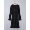 image:imageSidefeel Womens Long Cardigans Crochet Duster Button Up Bell Long Sleeve Trendy Fall Lightweight SweatersBlack