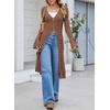 image:imageSidefeel Womens Long Cardigans Crochet Duster Button Up Bell Long Sleeve Trendy Fall Lightweight SweatersCoffee