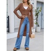 image:imageSidefeel Womens Long Cardigans Crochet Duster Button Up Bell Long Sleeve Trendy Fall Lightweight SweatersCoffee