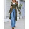 image:imageSidefeel Womens Long Cardigans Crochet Duster Button Up Bell Long Sleeve Trendy Fall Lightweight SweatersGreen