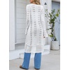 image:imageSidefeel Womens Long Cardigans Crochet Duster Button Up Bell Long Sleeve Trendy Fall Lightweight SweatersWhite