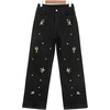 image:imageSidefeel Womens Straight Leg Embroidered Jeans High Waisted Stretchy Wide Leg Denim PantsBlack