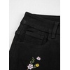 image:imageSidefeel Womens Straight Leg Embroidered Jeans High Waisted Stretchy Wide Leg Denim PantsBlack