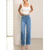 image:imageSidefeel Womens Straight Leg Embroidered Jeans High Waisted Stretchy Wide Leg Denim PantsLight Blue