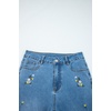 image:imageSidefeel Womens Straight Leg Embroidered Jeans High Waisted Stretchy Wide Leg Denim PantsLight Blue