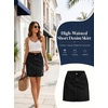 image:imageSidefeel Womens Summer Jean Skirt 2026 High Waist Button Stretch Knee Length Denim SkirtBlack