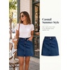 image:imageSidefeel Womens Summer Jean Skirt 2026 High Waist Button Stretch Knee Length Denim SkirtBluing